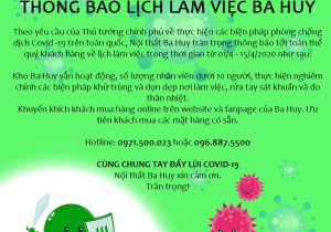 THÔNG BÁO LỊCH LÀM VIỆC TRONG ĐỢT DỊCH COVID-19